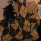 Argyle Cut-out Sweater Yellow & Brown - One Size
