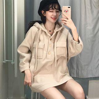 Pocketed Hoodie As Shown In Figure - One Size