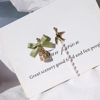 Bird & Cage Non-matching Drop Earring