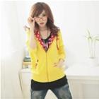 Ear-accent Hooded Jacket Yellow - One Size