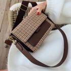 Faux Leather Houndstooth Crossbody Bag