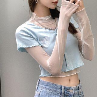 Set: Short-sleeve T-shirt + Sheer Top