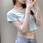 Set: Short-sleeve T-shirt + Sheer Top