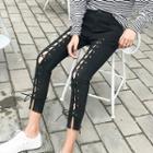 Cropped Skinny Lace-up Jeans