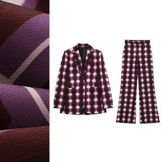 Printed Single Button Blazer / Dress Pants / Set
