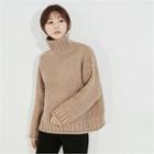 Rolled-edge Mock-neck Sweater