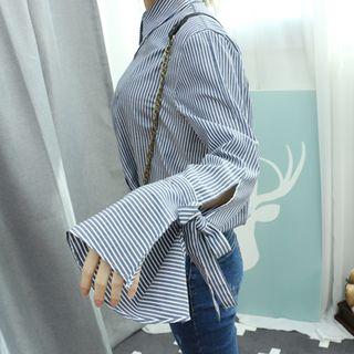 Tie-cuff Stripe Blouse