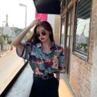 Elbow-sleeve Cartoon Print Shirt As Shown In Figure - One Size