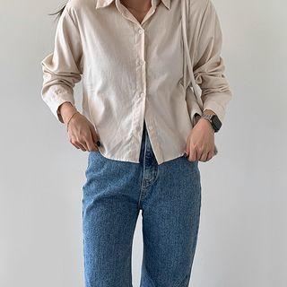 Plain Napped Cropped Shirt