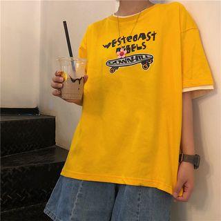 Mock Two-piece Logo Short Sleeve T-shirt