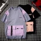 Color Block Pocket Short-sleeve T-shirt
