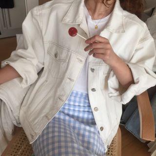 Pocket Detail Denim Button Jacket White - One Size
