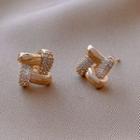 Square Alloy Earring 1 Pair - Stud Earring - Gold - One Size