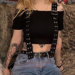 Off-shoulder Plain Sleeveless Crop Top
