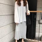 Long-sleeve Knit Top / Midi Skirt