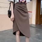 Asymmetrical Hem Straight-fit Skirt