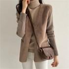 Faux-fur Panel Wool Blend Cardigan