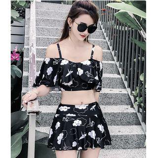 Print Ruffle 2-piece Swimdress