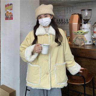 Fluffy Collared Button-up Jacket