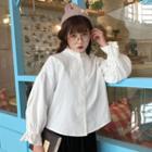 Frill Trim Balloon-sleeve Blouse