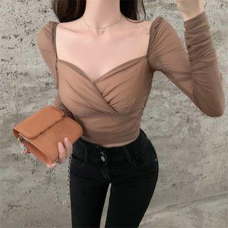 Long-sleeve Sweetheart Neckline Top