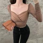 Long-sleeve Sweetheart Neckline Top
