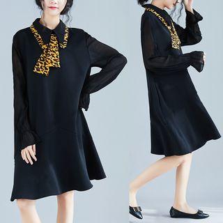 Bell-sleeve Ruffle Trim Shirt Dress