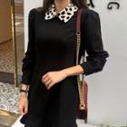 Leopard-collar Ruffle-hem Dress