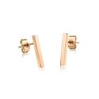 Simple And Fashion Plated Rose Gold Geometric Rectangular Mid-length 316l Stainless Steel Stud Earrings Rose Gold - One Size