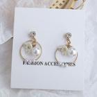 Faux Pearl Hoop Earring 1 Pair - S925 Earring - Faux Pearl - White - One Size