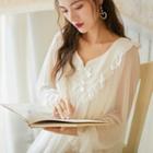 Bell-sleeve Ruffled Midi A-line Sleep Dress