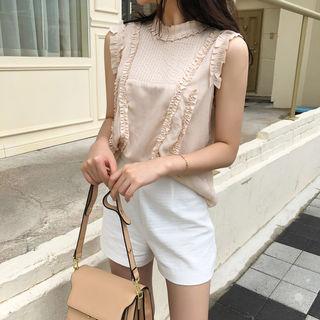 Sleeveless Tie-back Frilled-detail Top One Size