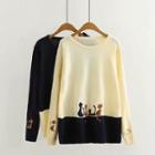 Knit Round-neck Long-sleeve Sweater