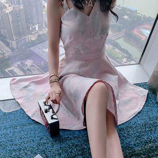 Jacquard Spaghetti Strap A-line Dress