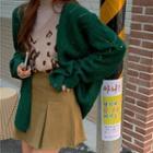 Sweater Cardigan / Print Knit Tank Top Vest / High-waist Short Skirt