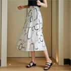 Pleated-front Printed Skirt