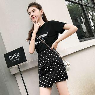 Irregular Dotted Fitted Mini Skirt