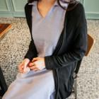 Open-front Ribbed Maxi Cardigan