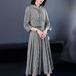 Print 3/4-sleeve A-line Shirtdress