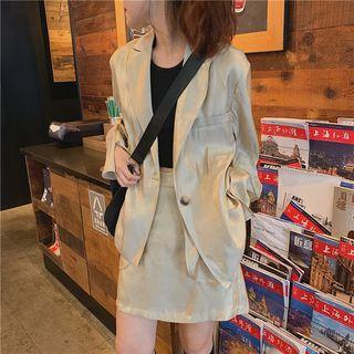 Button Blazer / Mini A-line Skirt