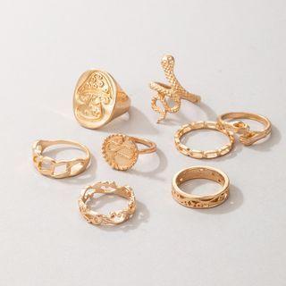 Set Of 8: Ring 19855 - Set Of 8 - Gold - One Size