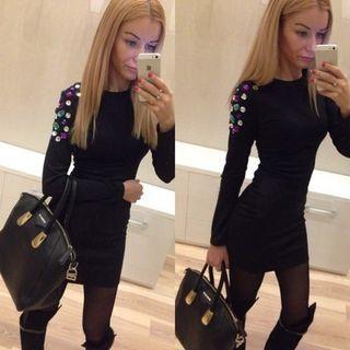 Embellished Long-sleeve Bodycon Dress