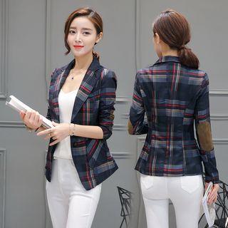 Patched Plaid Blazer