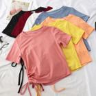 Glitter Round-neck Drawstring T-shirt