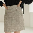 Flap Tweed Pencil Skirt