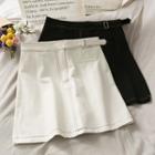 Stitched High-waist Mini Skirt