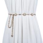 Faux Pearl Floral Chain Belt Silver - One Size