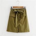 Bow-accent Front Pocket A-line Skirt