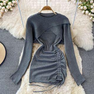 Set: Crop Sweater + Drawstring Sheath Slipdress