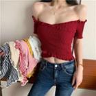 Short-sleeve Off-shoulder Slim-fit Top